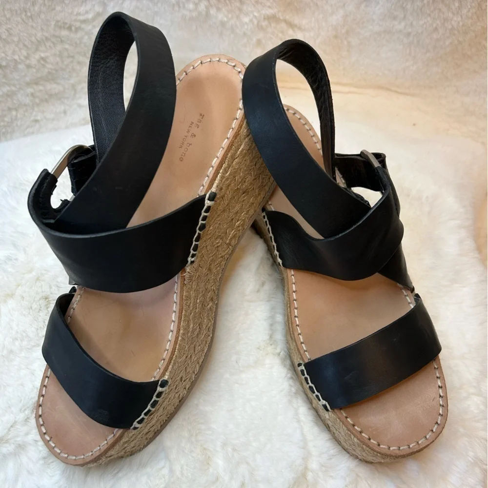 Rag & Bone August Espadrille in suede upper & leather lining sandals Sz-9.5. D‎